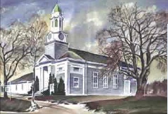 Historical painting of Unitarian Church of Barnstable