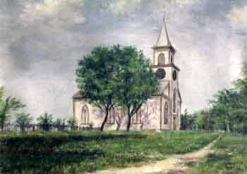 Historical painting of Unitarian Church of Barnstable